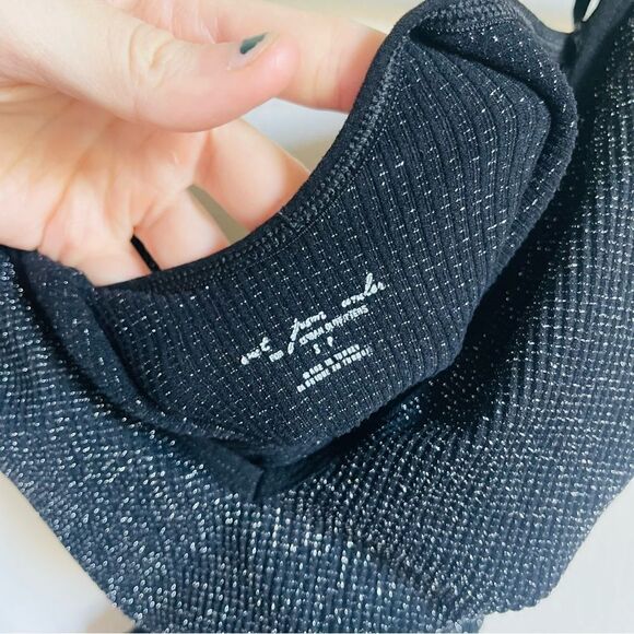 OUT FROM UNDER UO Black Sparkle V Neck Bodysuit S - Picture 5 of 6